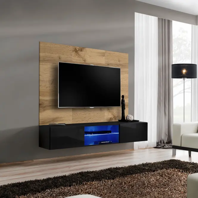 TV stolík + Panel Switch Wtz Sw Pr3 + Led Wotan/Čierna
