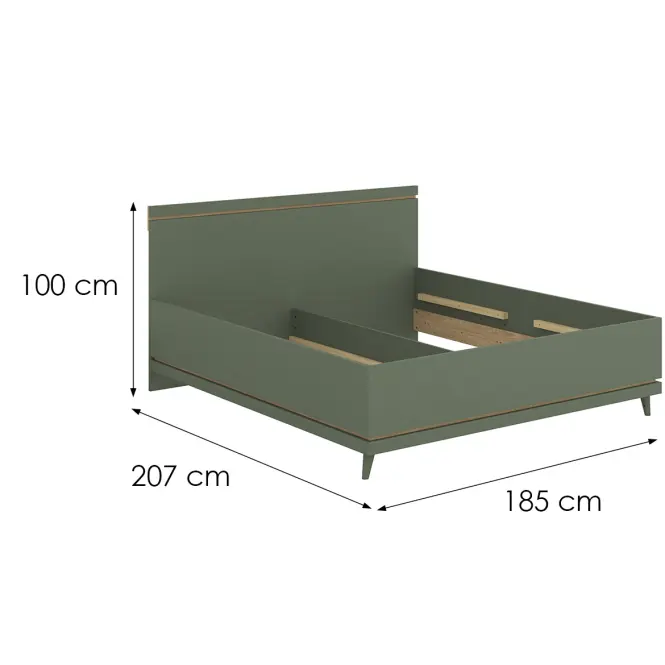 Ágy Scandi 32 180 Tölgyfaolaj/Zöld,3
