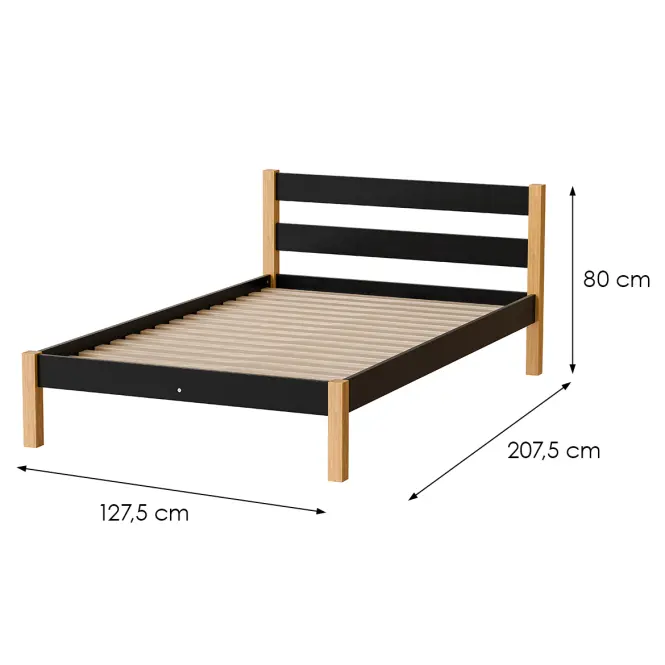 Ágy Inka 120 Fekete/Tölgy Természetes