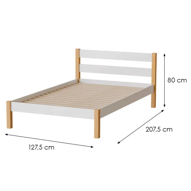 Ágy Inka 120 Fehér/Tölgy Természetes,2