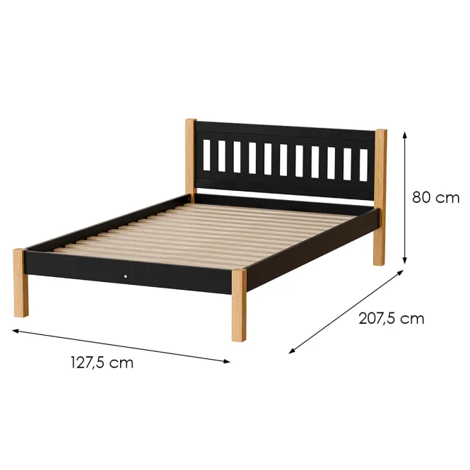 Ágy Gaja 120 Fekete/Tölgy Természetes