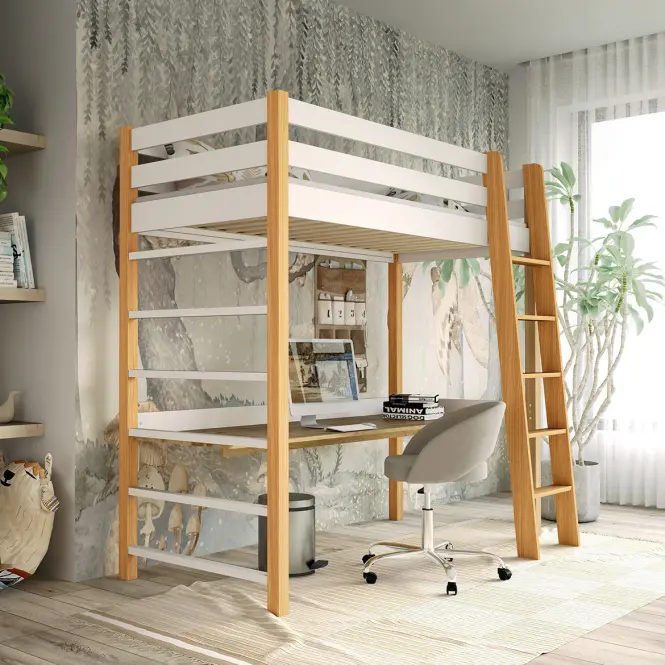Ágy Niko 80x190 Fehér/Tölgy Természetes,3
