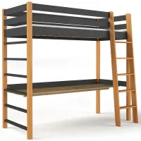 Ágy Niko 80x190 Fekete/Tölgy Természetes
