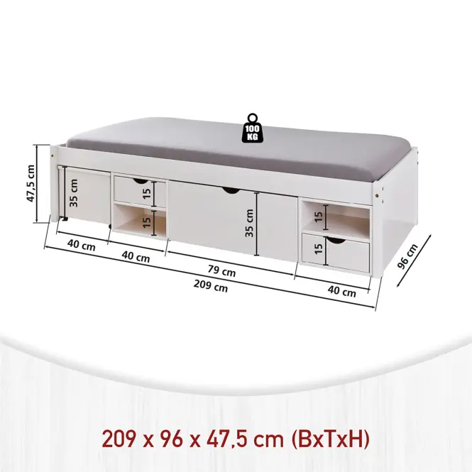 Ágy 20900160 Till 90x200 Fehér,3