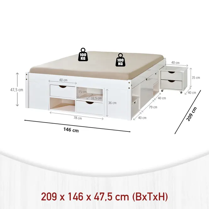 Ágy 20900170 Till 140x200 Fehér
