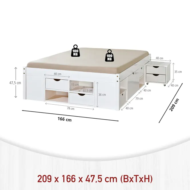 Ágy 20900175 Till 160x200 Fehér