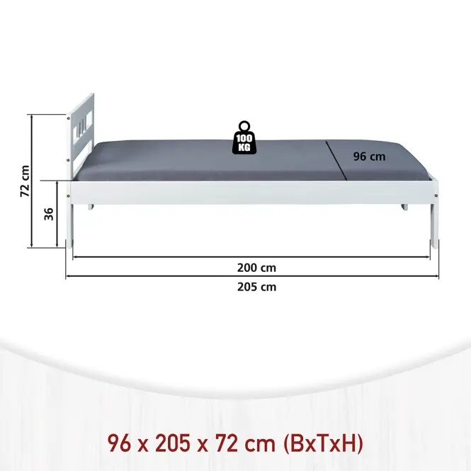 Ágy 20900225 Fana 90x200 Fehér,3