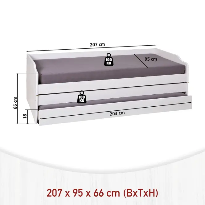 Ágy 20900257 Lotar 90x200 Fehér,3