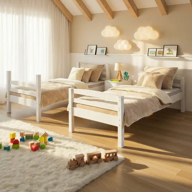 Ágy emeletes 20900260 Rick 90x190 Fehér + Akadályok,5
