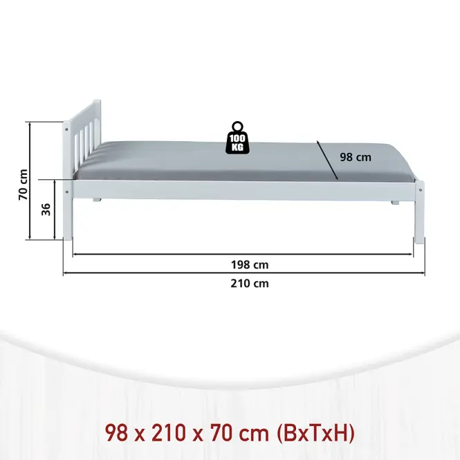 Ágy 29040010 Vilmar 90x200 Fehér