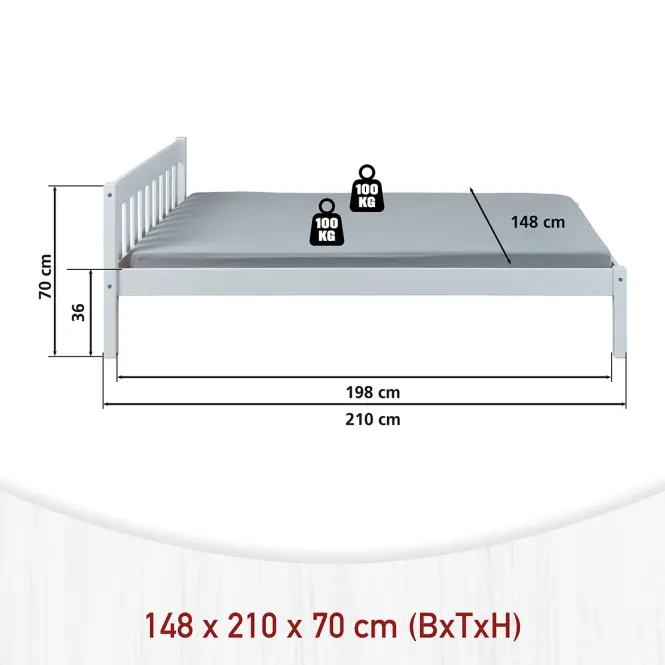 Ágy 29040020 Vilmar 140x200 Fehér,4