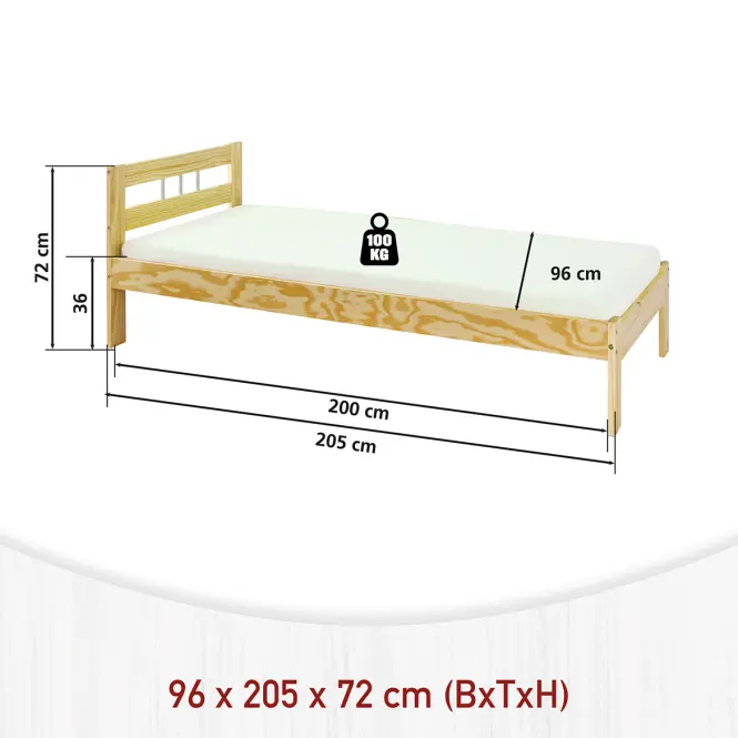 Ágy 30400225 Jana 90x200 Természetes