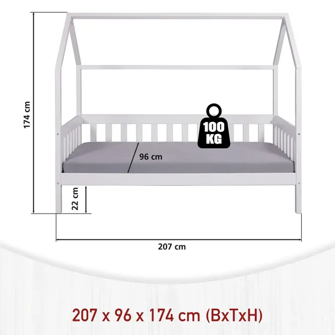 Ágy 40101080 Funky Housebed 90x200 Fehér,4