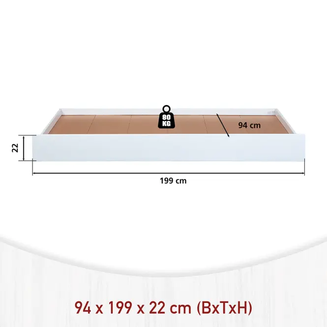 Ágy Fiók 20900286 Umea Pod 90x200 Fehér,3