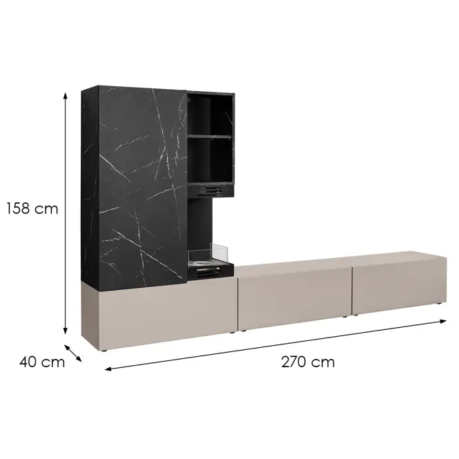 Nappali Bútor Gina Sgms Gn Clay Grey/Marble Black,4