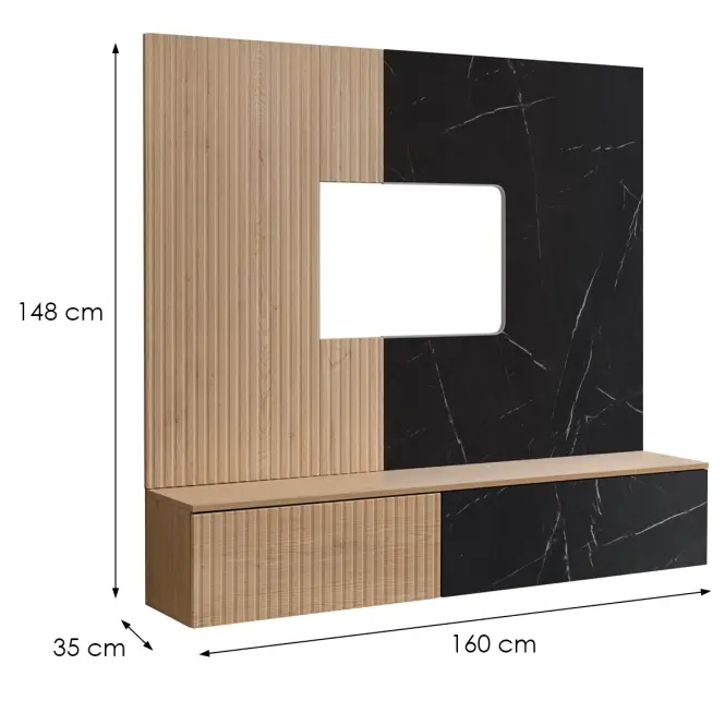 Nappali Bútor Noir I Dcms Nr1 Cremona Oak/Marble Black,4