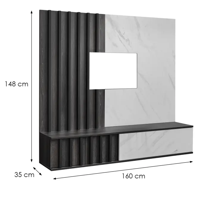 Nappali Bútor Noir Ii Dgmw Nr2 Graphite Oak/Marble Black,4