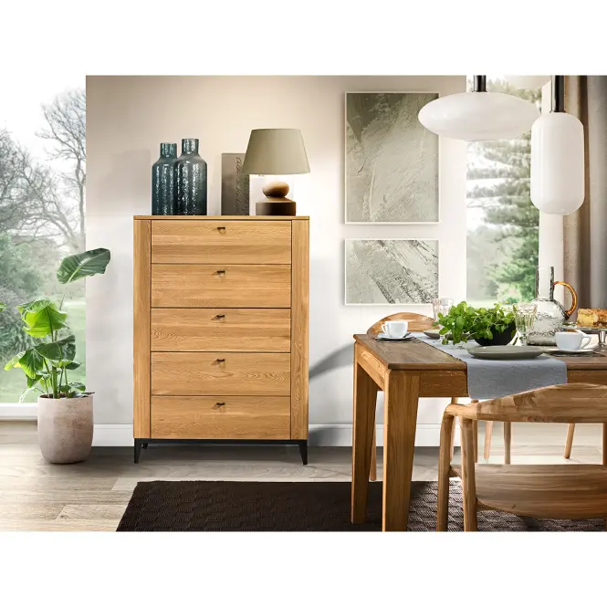 Komód Porto 45 2d4s Massif Arany Tölgy Olaj/Matt Fekete,7