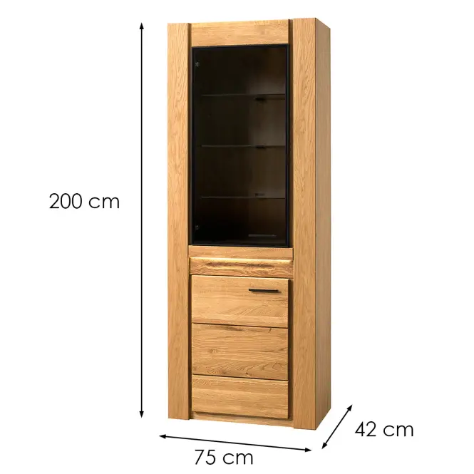 Vitrin Velvet 10 2d L Tömör Tölgyfa Natúr Olaj,2