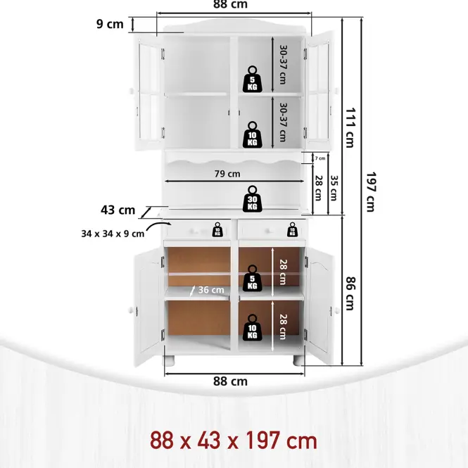 Vitrin 20900805 Valencia 4d2s Fehér fenyő,4
