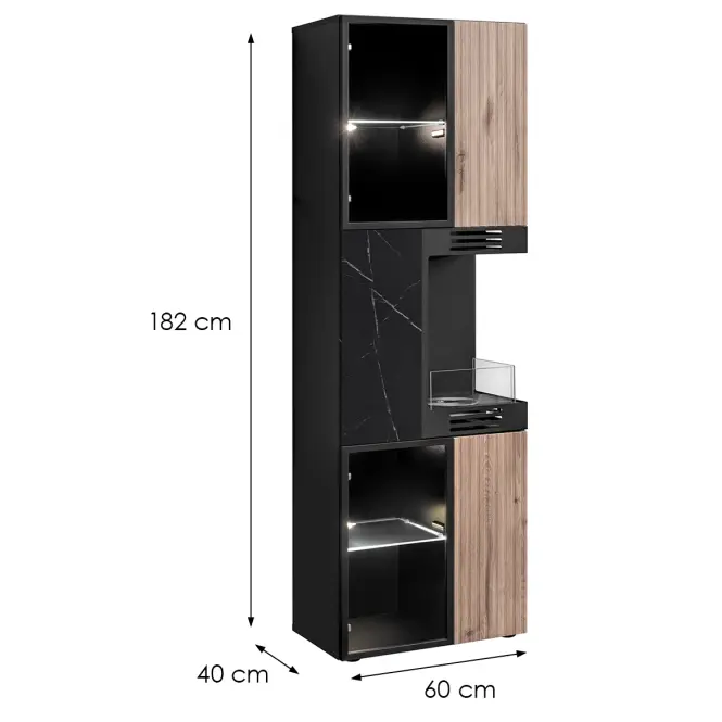 Vitrin Cannes Cs Wsw-K Black/Viking/Marble Black,2