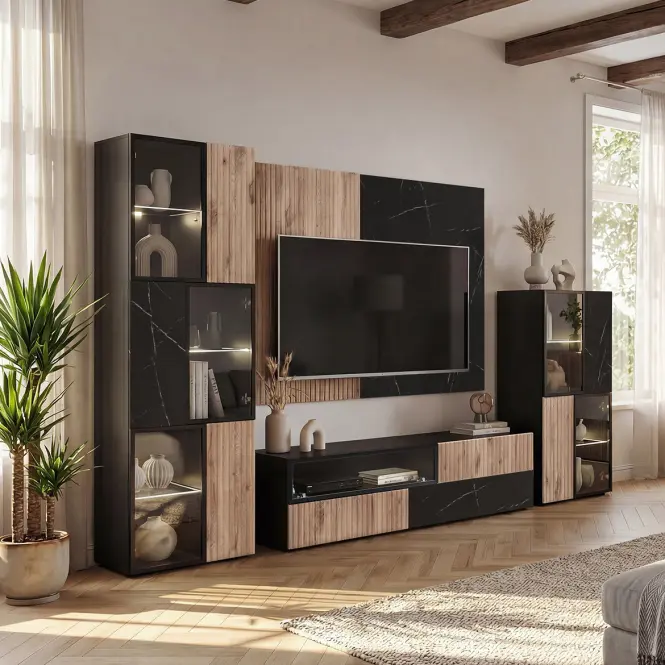 Vitrin Cannes Cs Wsw-K Black/Viking/Marble Black,9