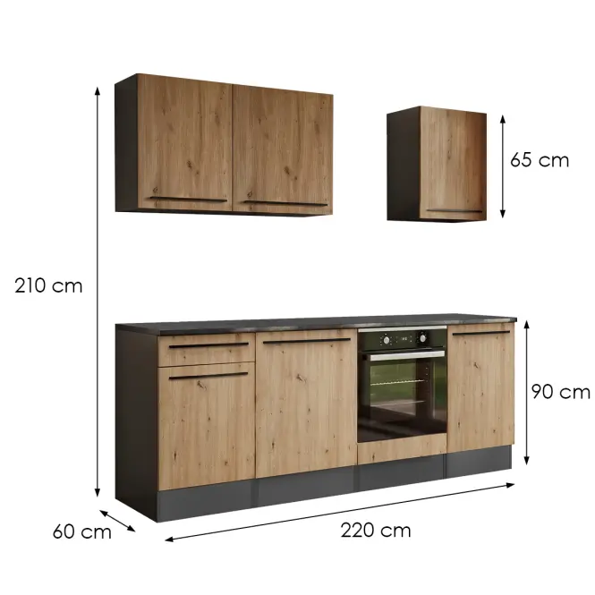 Konyhabútor Porto ANAS KP 220 artisan/anthracite,2