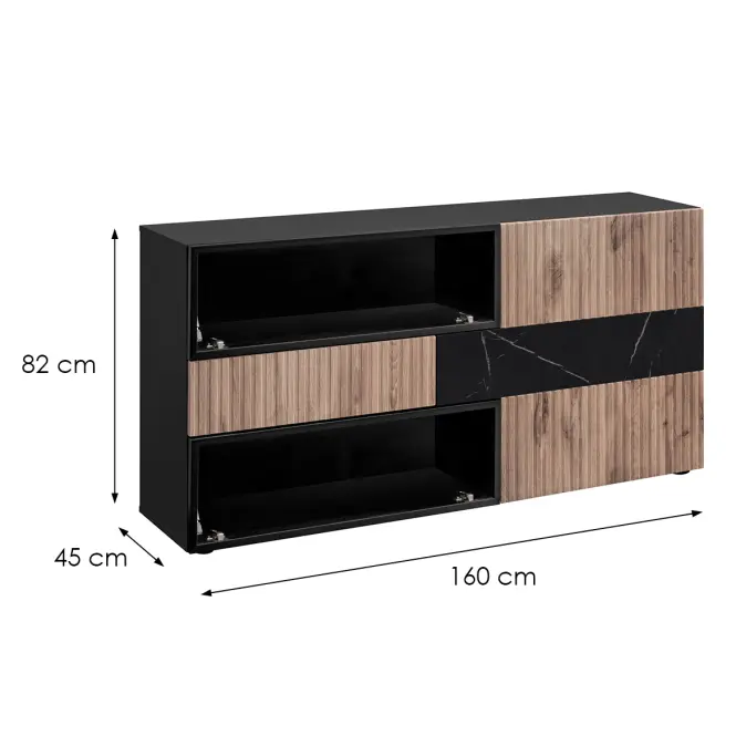 Komód Cannes Zmwdv Cs Sb Black/Viking/Marble Black,2