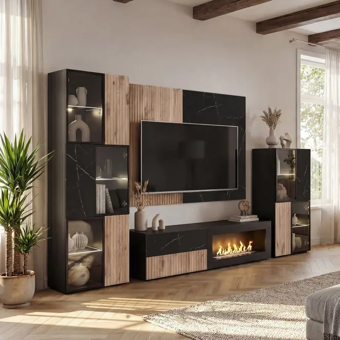 Komód Cannes Zmwdv Cs Sb Black/Viking/Marble Black,9