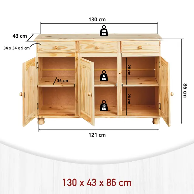 Komód 30500010 Abaco 3d Natural Lakier,3