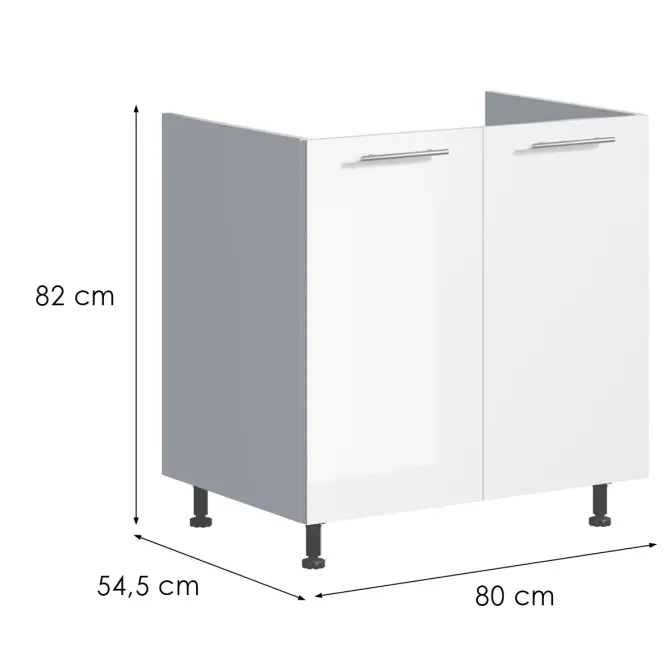 Konyhaszekrény Emilia D80 ZL fehér/fehér fényes HG