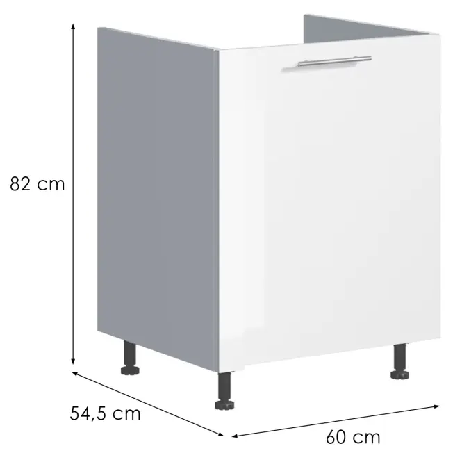 Konyhaszekrény Emilia D60 ZL fehér/fehér fényes HG,2