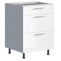 Konyhaszekrény Emilia D60 3SZ fehér/fehér fényes HG