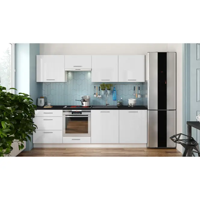 Konyhaszekrény Emilia D60 fehér/fehér fényes HG,3