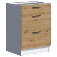 Konyhaszekrény Economic D60 3SZ fehér/artisan