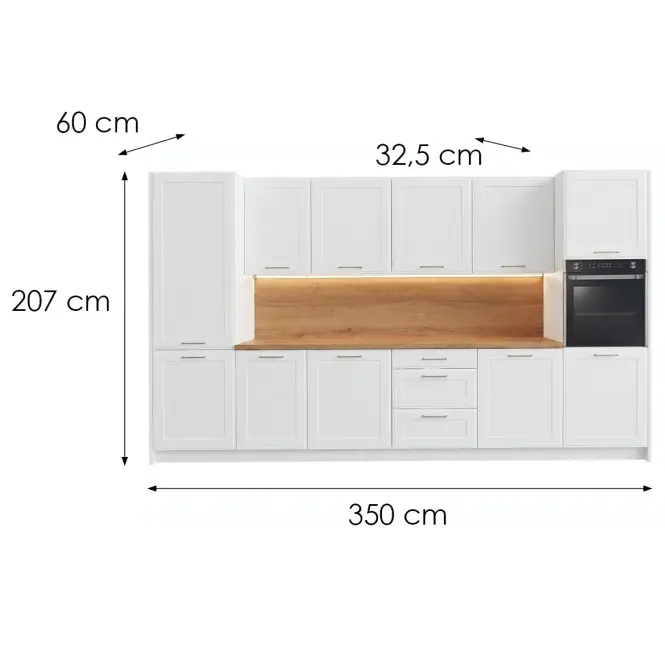 Konyhabútor Signum 350cm Matt fehér/Fehér felső rész nélkül,3