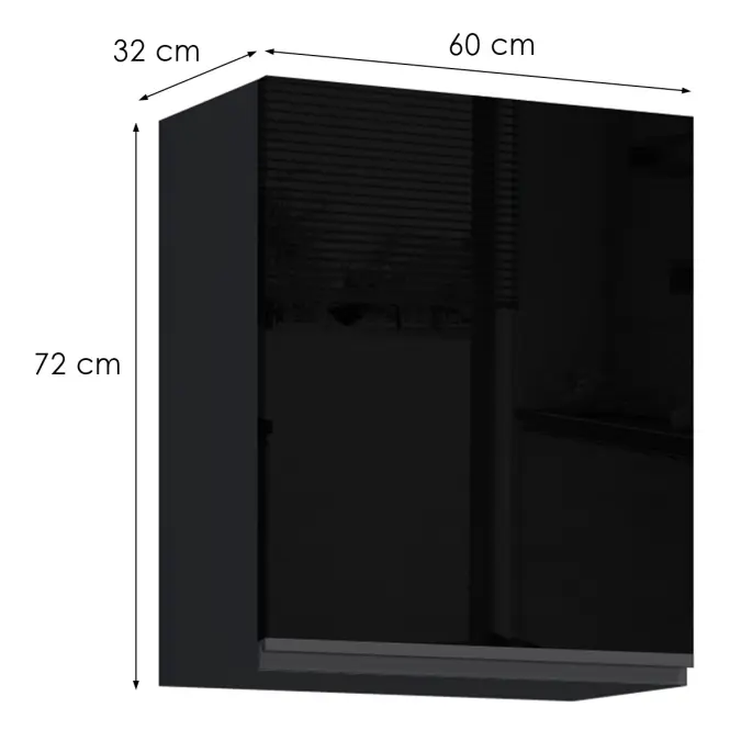 Konyhaszekrény Brick G60 fekete/fekete fényes HG,2