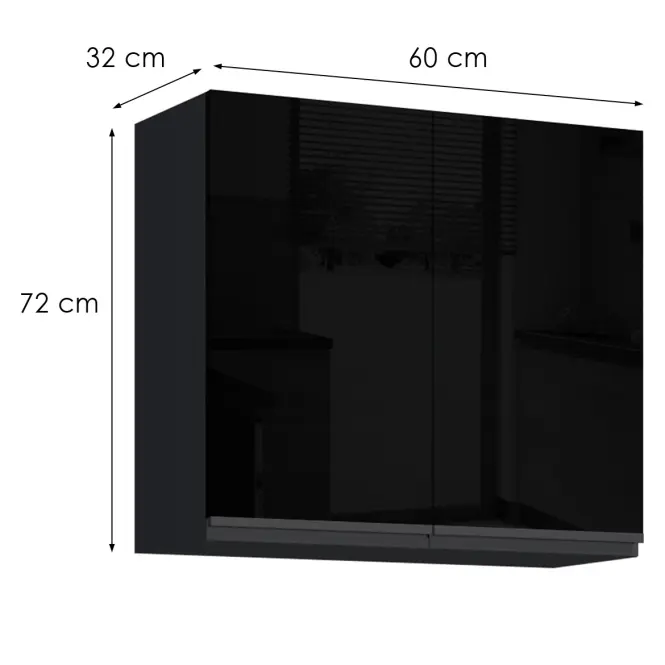Konyhaszekrény Brick G80 fekete/fekete fényes HG,2