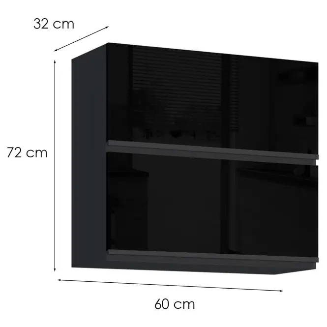 Konyhaszekrény Brick G60U fekete/fekete fényes HG,2