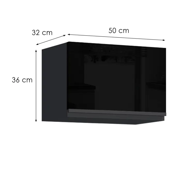 Konyhaszekrény Brick G50OK fekete/fekete fényes HG,2