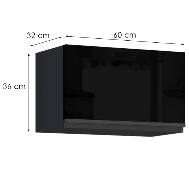 Konyhaszekrény Brick G60OK fekete/fekete fényes HG,2