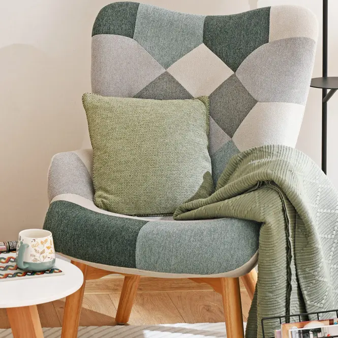 Fotel Maddie mentazöld patchwork,7