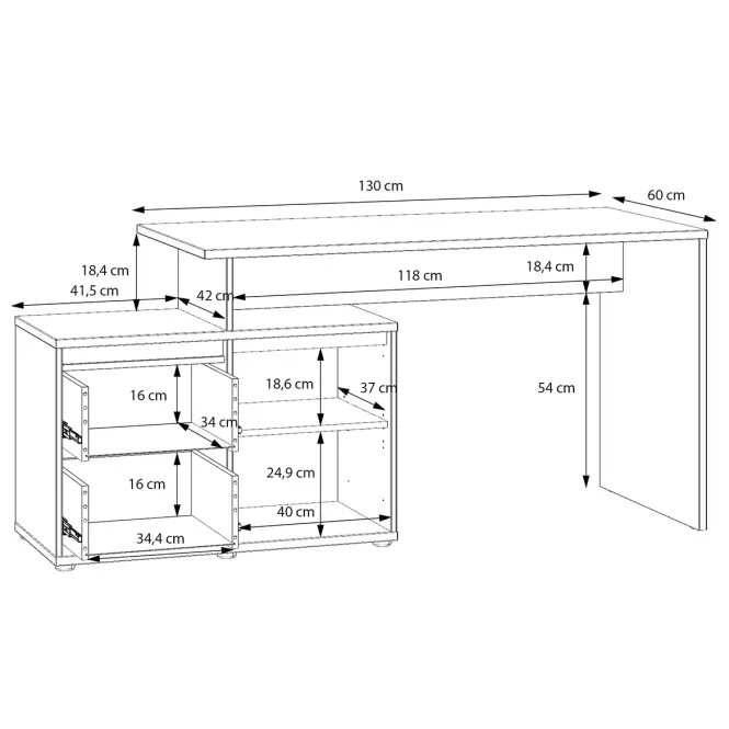Íróasztal Mimatte Homok L/R Avnb131-M846