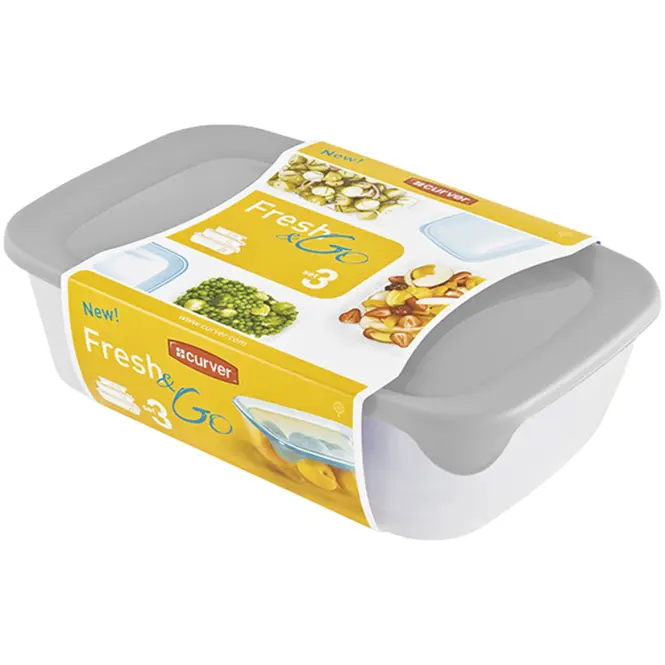 Fresh&Go 249417 3 db-os téglalap alakú szemetes készlet, vegyes színek
