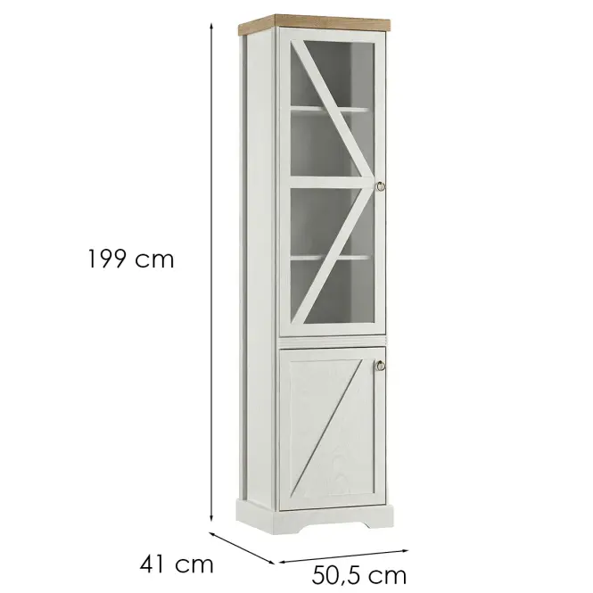 Vitrin Barn W1d  Biela Opal-Cremona
