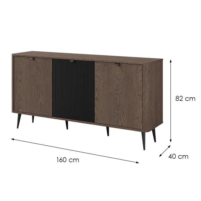 Komód 160 Marley 8 3d Baltic Storm/Fekete,2