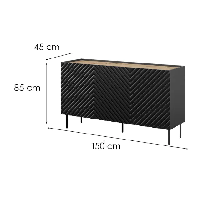 Komód 150 3d2sz Onda Fekete