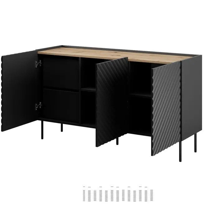 Komód 150 3d2sz Onda Fekete,3