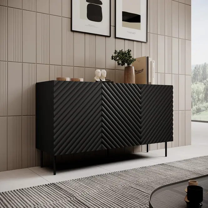 Komód 150 3d2sz Onda Fekete,4