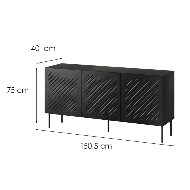 Komód 150 3d Siena Fekete,2